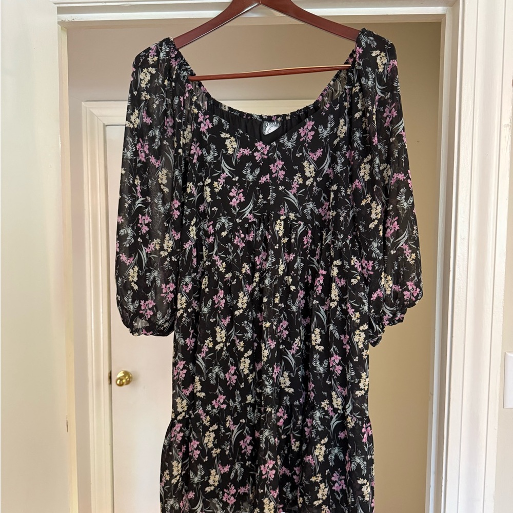 Floral Black Dress